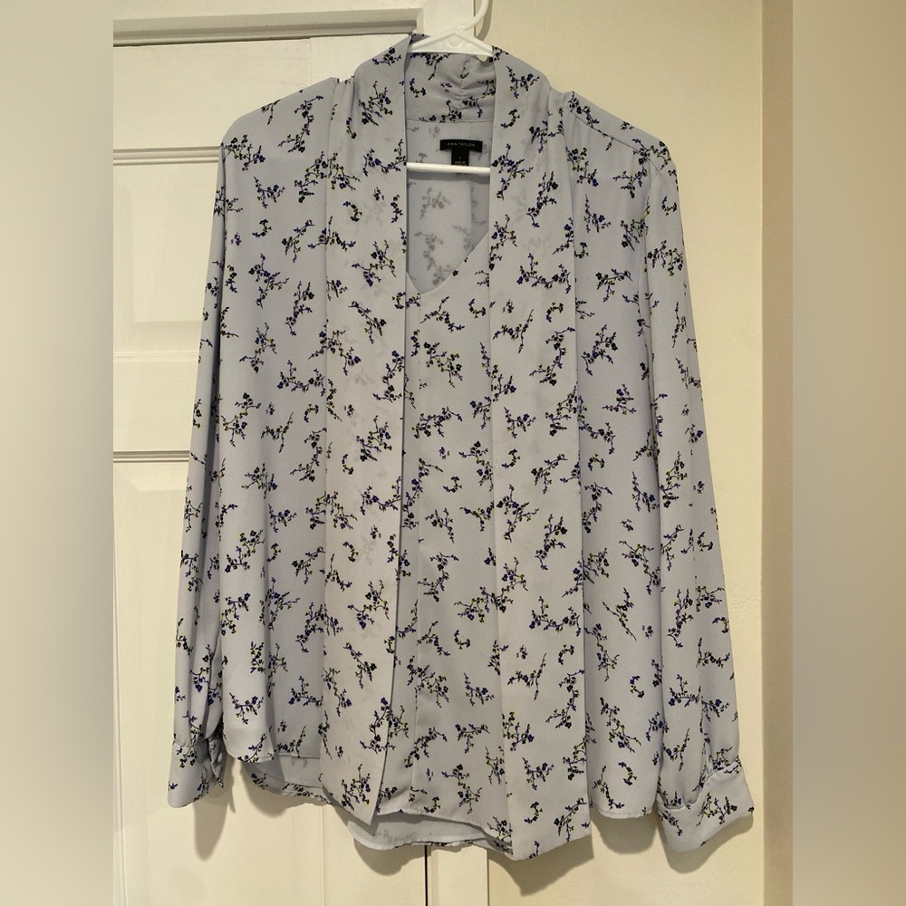 Ann Taylor Blue Floral Blouse
